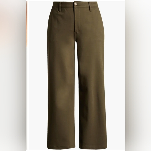 Kut from the Kloth Meg Super Wide Leg High Rise Trousers Color Olive  Size 18 - Picture 1 of 16